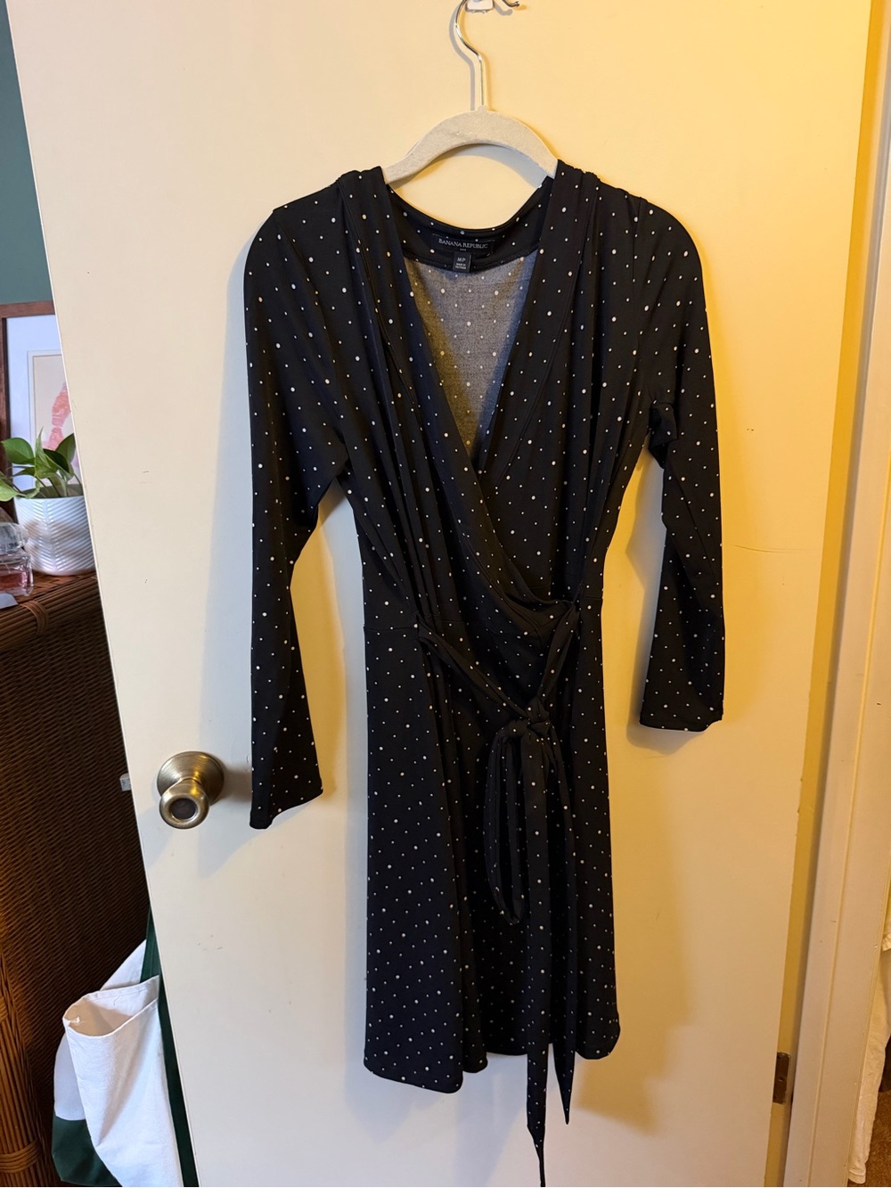 Banana Republic Women’s Black Polka Dot Wrap Dress